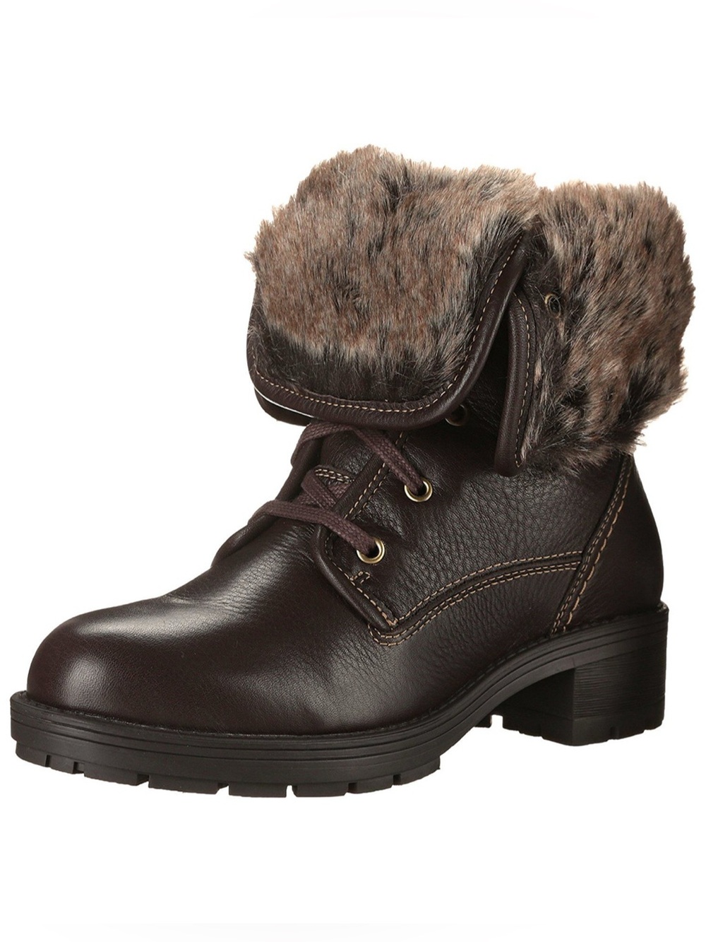 Clarks Reunite Go GTX Goretex Fur Lined Brown Leather Lace Up Combat Winter Boot
